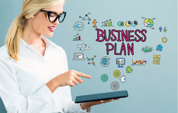 Busines Plan text with business woman